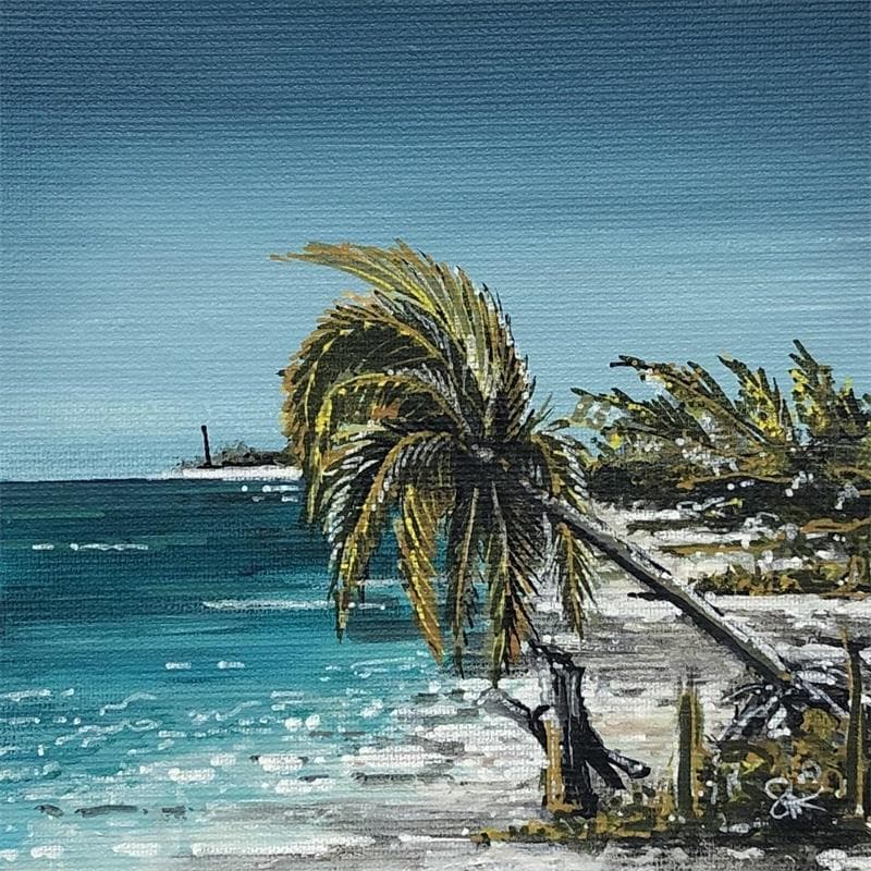 Peinture Palmier de Cayo Coco Cuba par Sophie-Kim Touras | Tableau Figuratif Mixte Paysages