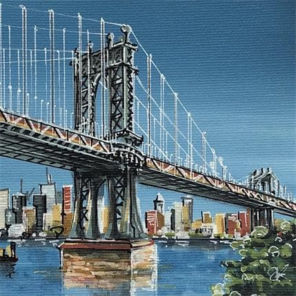 Painting Manhattan bridge NYC by Sophie-Kim Touras | Painting Figurative Mixed Urban