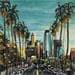 Gemälde Palm trees down town LA von Touras Sophie-Kim  | Gemälde Figurativ Urban