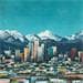 Peinture Los Angeles et les montagnes St Gabriel par Touras Sophie-Kim  | Tableau Figuratif Urbain