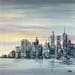 Peinture New York au crépuscule par Touras Sophie-Kim  | Tableau Figuratif Urbain