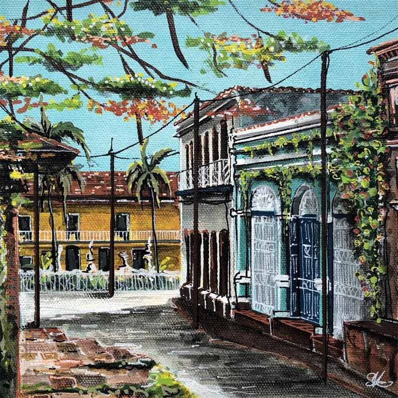 Painting Ruelle de Cuba et son arbre flamboyant by Touras Sophie-Kim  | Painting Figurative Pop icons, Urban