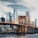 Peinture Brooklyn Bridge NYC par Sophie-Kim Touras | Tableau Figuratif Mixte Vues urbaines