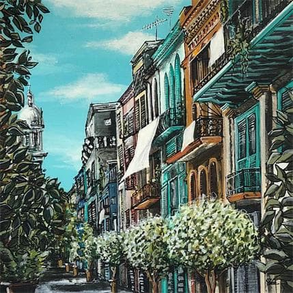 Painting Chaleur d'été à la Havane by Sophie-Kim Touras | Painting Figurative Mixed Urban