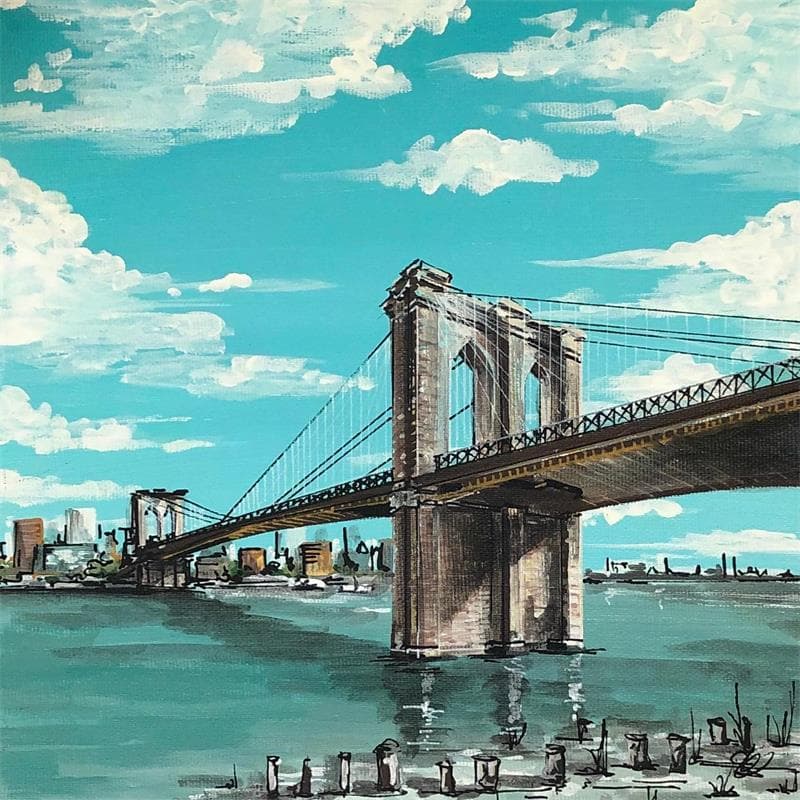 Peinture Les pierres du pont de Brooklyn par Touras Sophie-Kim  | Tableau Figuratif Urbain