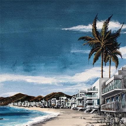 Peinture Malibu Beach houses Californie par Touras Sophie-Kim  | Tableau Figuratif Urbain