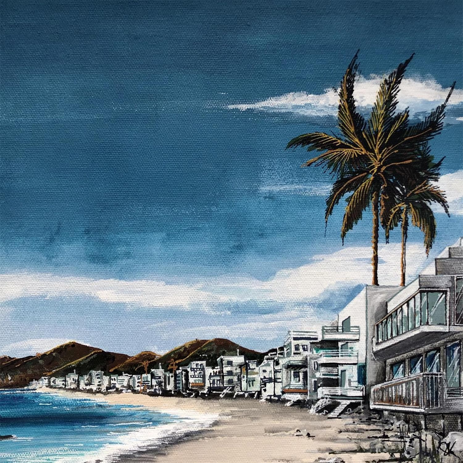 ▷ Peinture Malibu Beach houses Californie par Touras Sophie-Kim
