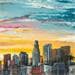 Peinture Sunset à Los Angeles par Touras Sophie-Kim  | Tableau Figuratif Mixte Vues urbaines
