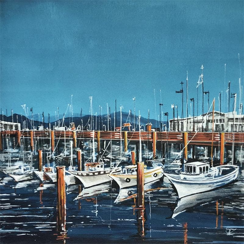 Peinture Les bateaux de San Francisco par Touras Sophie-Kim  | Tableau Figuratif Marine
