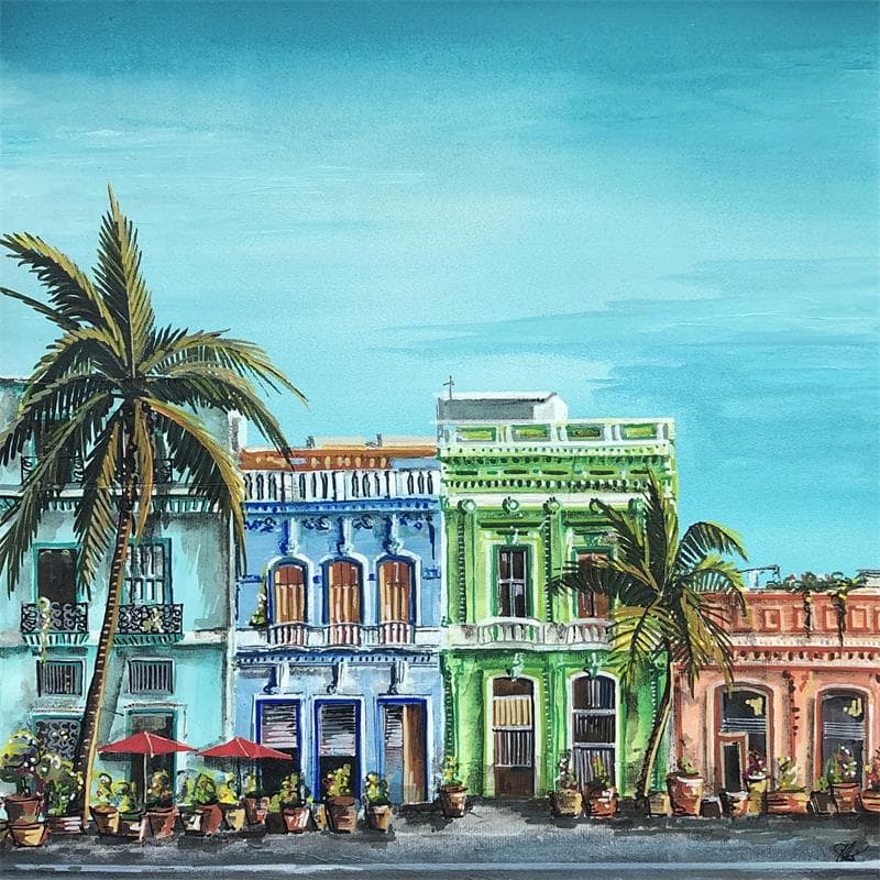 Painting Les couleurs de la Havane by Touras Sophie-Kim  | Painting Figurative Mixed Urban