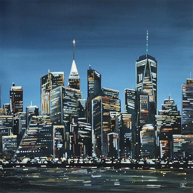 Painting Une nuit à Manhattan by Touras Sophie-Kim  | Painting Figurative Urban