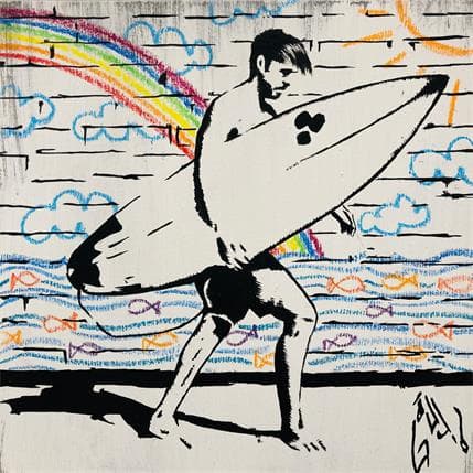 Painting Surfer boy by Di Vicino Gaudio Alessandro | Painting  Acrylic Pop icons