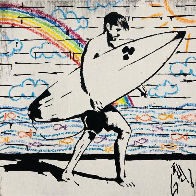 Painting Surfer boy by Di Vicino Gaudio Alessandro | Painting Acrylic