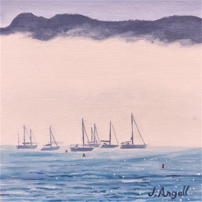 Painting Brume sur le Cap Canaille by Argall Julie | Painting Figurative Oil Landscapes, Marine