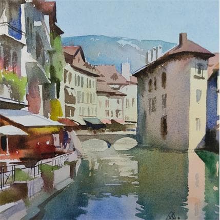 Painting Annecy - N18 by Khodakivskyi Vasily | Painting Figurative Watercolor Urban