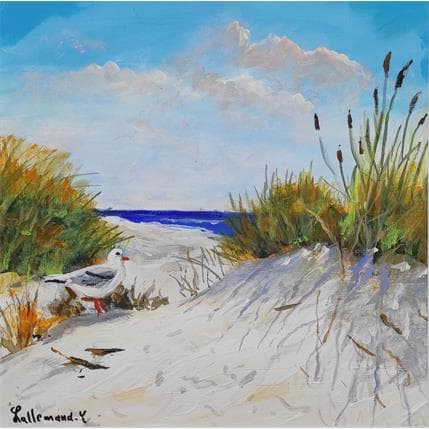 Painting Dunes et mouettes sur la plage by Lallemand Yves | Painting Figurative Acrylic Marine