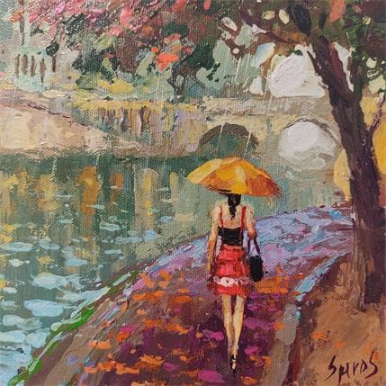 Painting Seine river. rainy day by Spiros Dmitry | Painting Pop icons