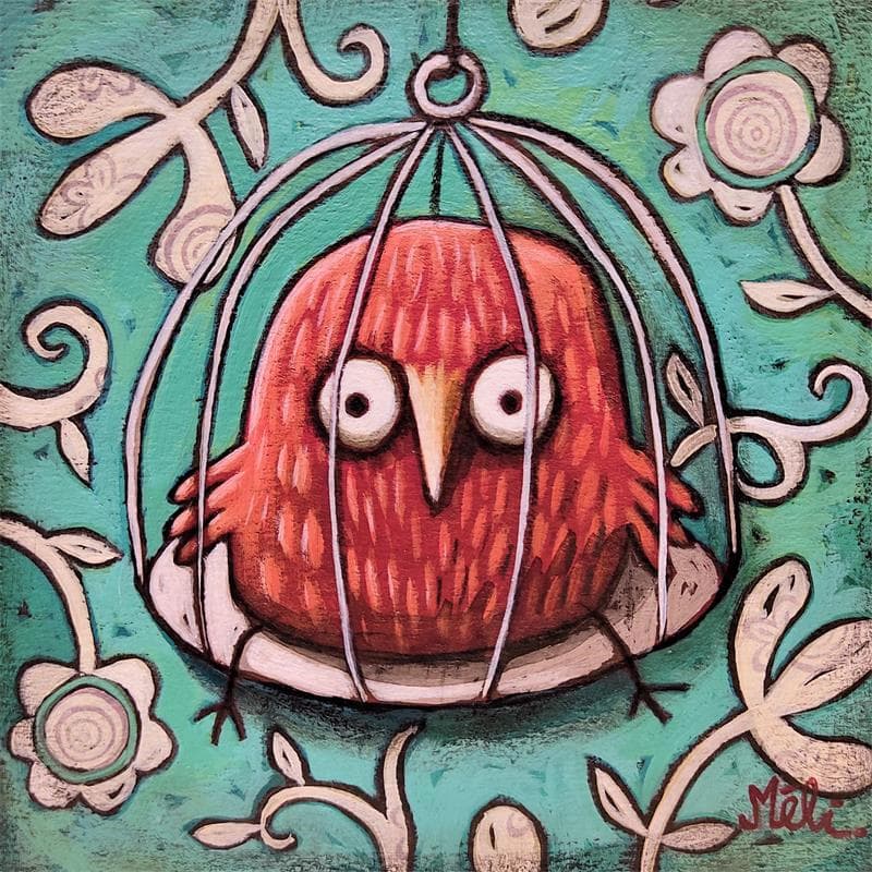 Peinture Mon petit oiseau par Catoni Melina | Tableau Art naïf Animaux Acrylique