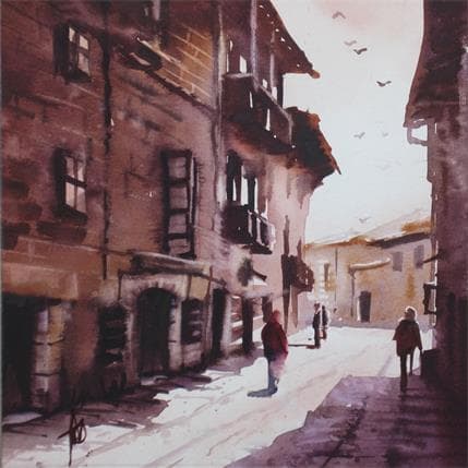 Painting En passant par le Pays-Basque by Abbatucci Violaine | Painting Figurative Watercolor Life style, Urban