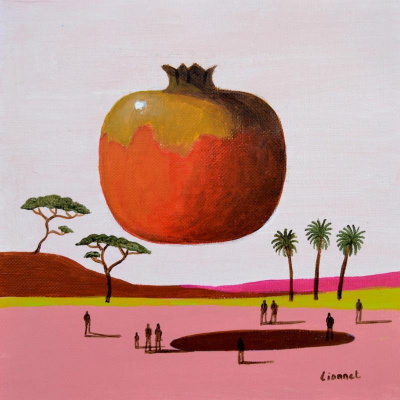 Peinture Grenade vole par Lionnet Pascal | Tableau Surréalisme Acrylique Paysages