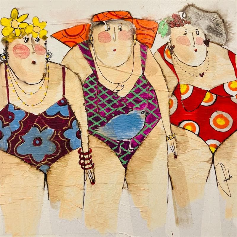 Peinture Chantal, Nadine & Julie par Colombo Cécile | Tableau Acrylique Pastel