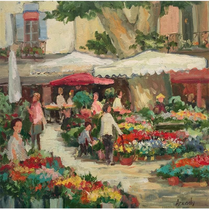 Painting Jour de marché by Arkady | Painting Figurative Life style Oil