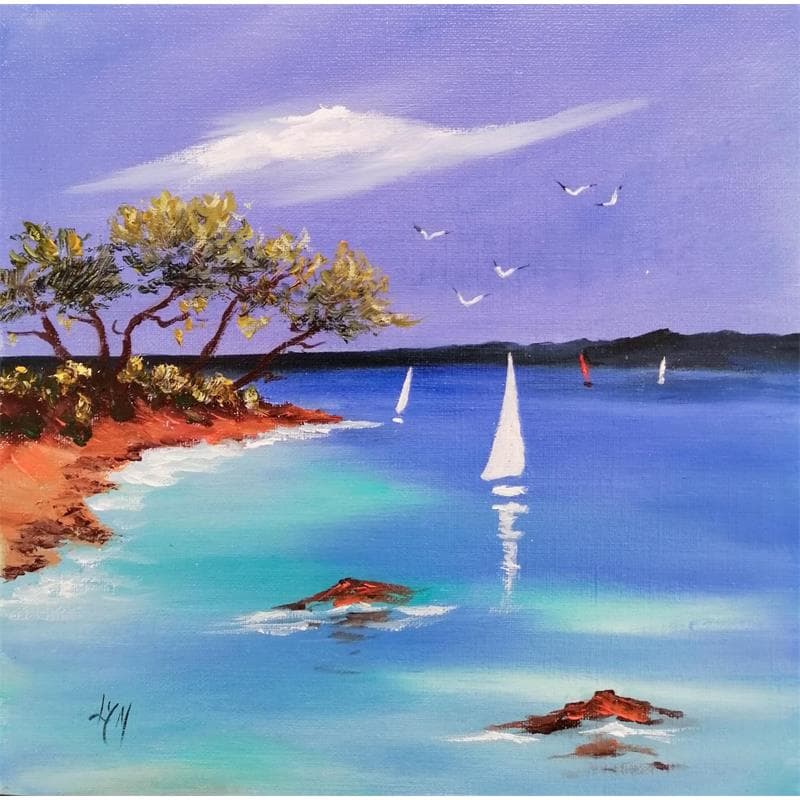 Painting Cap au sud by Lyn | Painting Figurative Landscapes Oil
