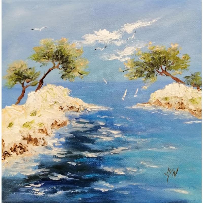 Painting Calanque 3 by Lyn | Painting Figurative Oil Landscapes, Pop icons