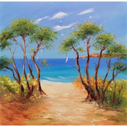 Painting Petite plage secrète by Lyn | Painting Figurative Oil Landscapes