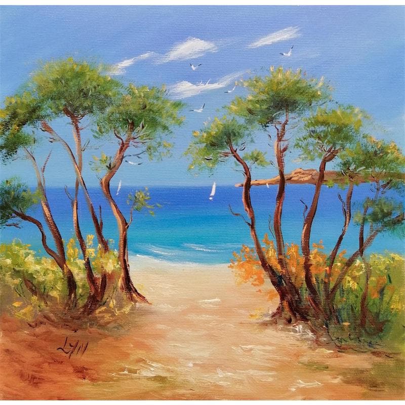 Painting Petite plage secrète by Lyn | Painting Figurative Landscapes Oil
