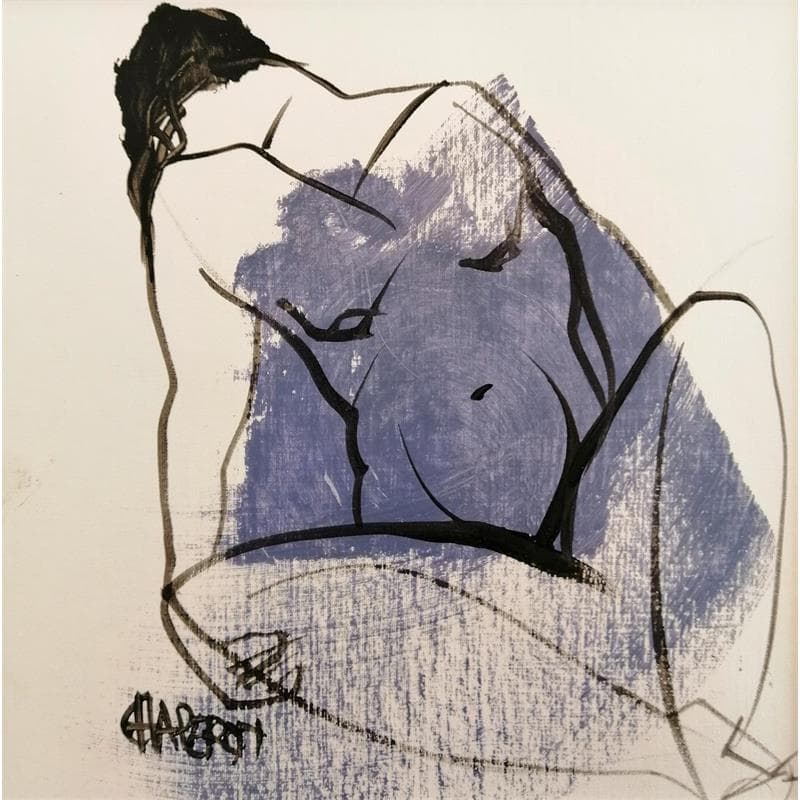 Painting Bleu lavande 1 by Chaperon Martine | Painting Figurative Nude Acrylic