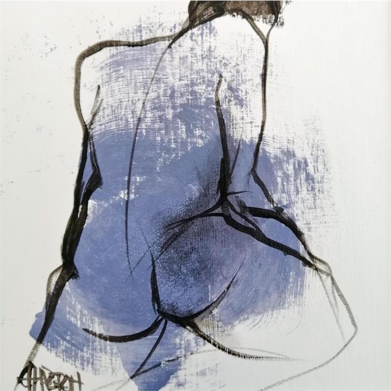 Painting Bleu lavande 2 by Chaperon Martine | Painting Figurative Acrylic Nude, Pop icons