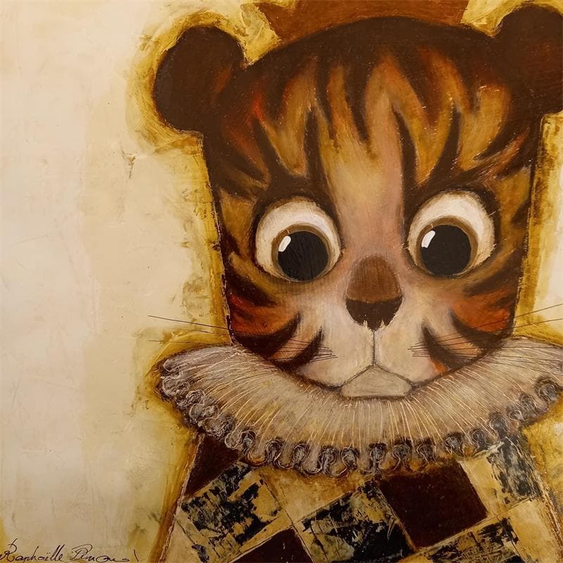 Peinture Arlequin tigré par Penaud Raphaëlle | Tableau Illustration Mixte animaux