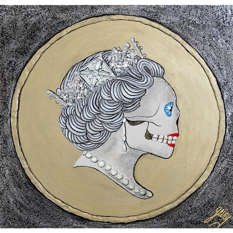 Peinture Queen Elisabeth II par Geiry | Tableau Matiérisme