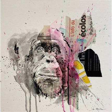 Painting Color Monkey by Jen Miller | Painting Street art Mixed Animals