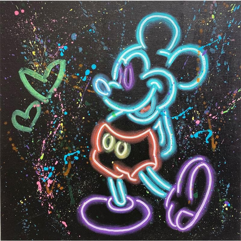 Painting Néon Mickey by Miller Jen  | Painting Street art Pop icons