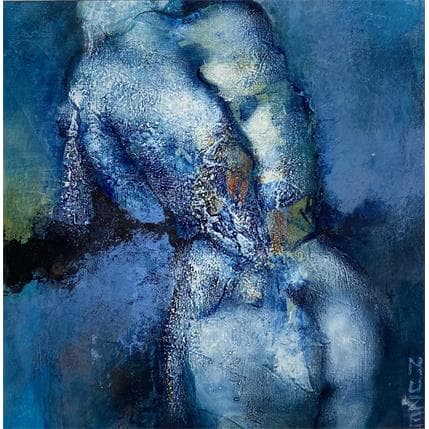 Painting Mosaïques bleutées by Muze | Painting Figurative Oil Nude, Pop icons