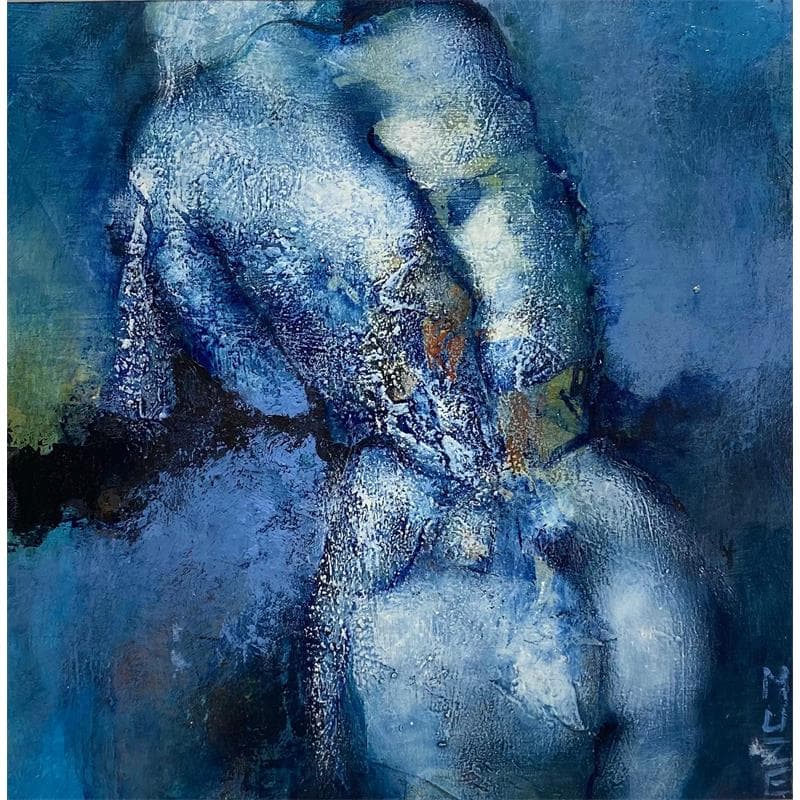 Painting Mosaïques bleutées by Muze | Painting Figurative Nude Oil