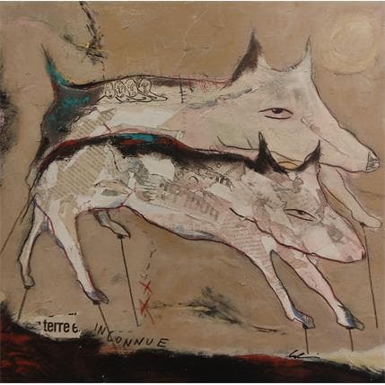 Painting Terre inconnue by Colin Sylvie | Painting Raw art Acrylic Animals