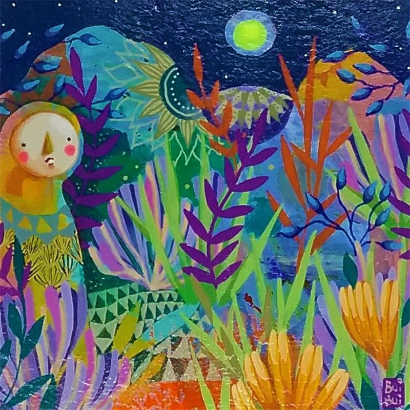 Illustration Paintings Mixedvoyageur Au Clair De Lune By Buibui Carre D Artistes