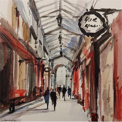 Painting Shopping au passage de l'Argue by Poumelin Richard | Painting Figurative Watercolor Pop icons