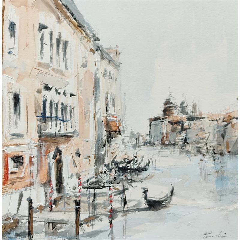 Painting Turbulences à Venise by Poumelin Richard | Painting Figurative Acrylic, Oil Urban