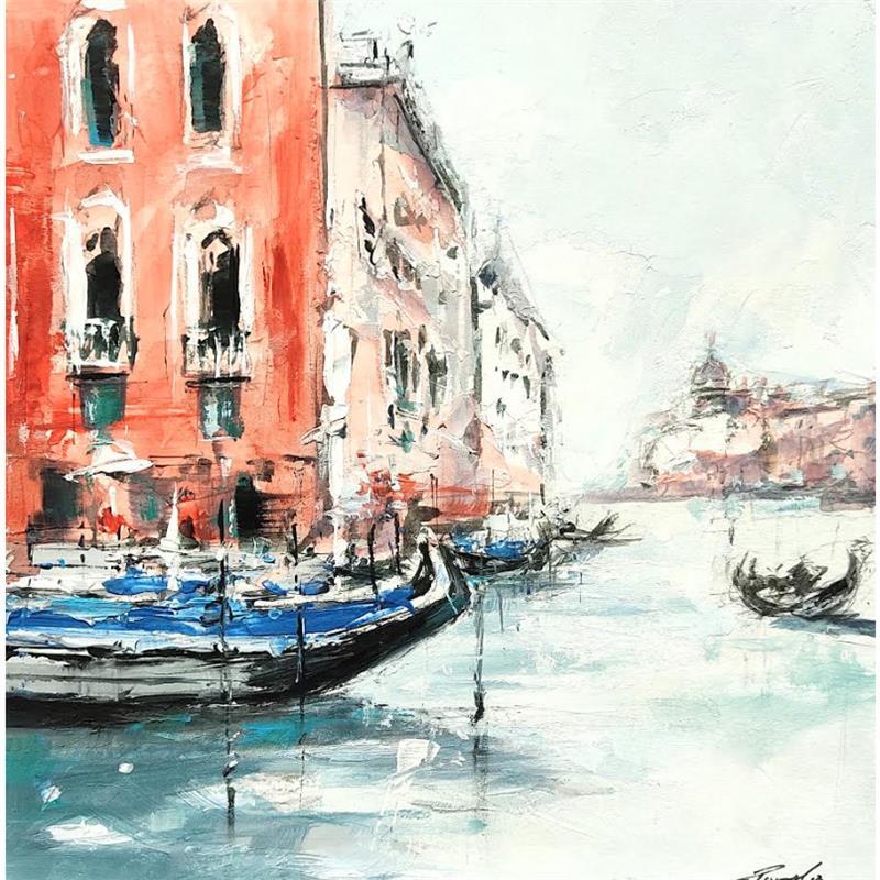 Peinture Venise au matin par Poumelin Richard | Tableau Figuratif Urbain Scènes de vie Huile Acrylique