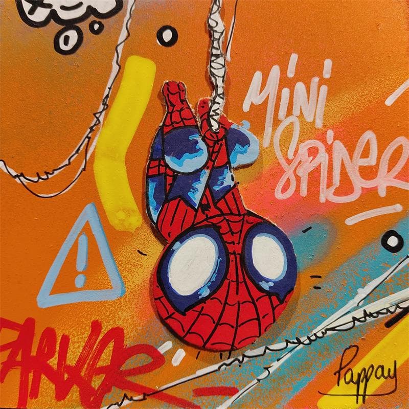 Peinture Mini Spider par Pappay | Tableau Figuratif Mixte icones Pop
