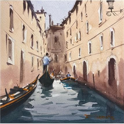 Painting Gondola Ride in Venice I by Dandapat Swarup | Painting Figurative Watercolor Landscapes, Life style, Pop icons, Urban