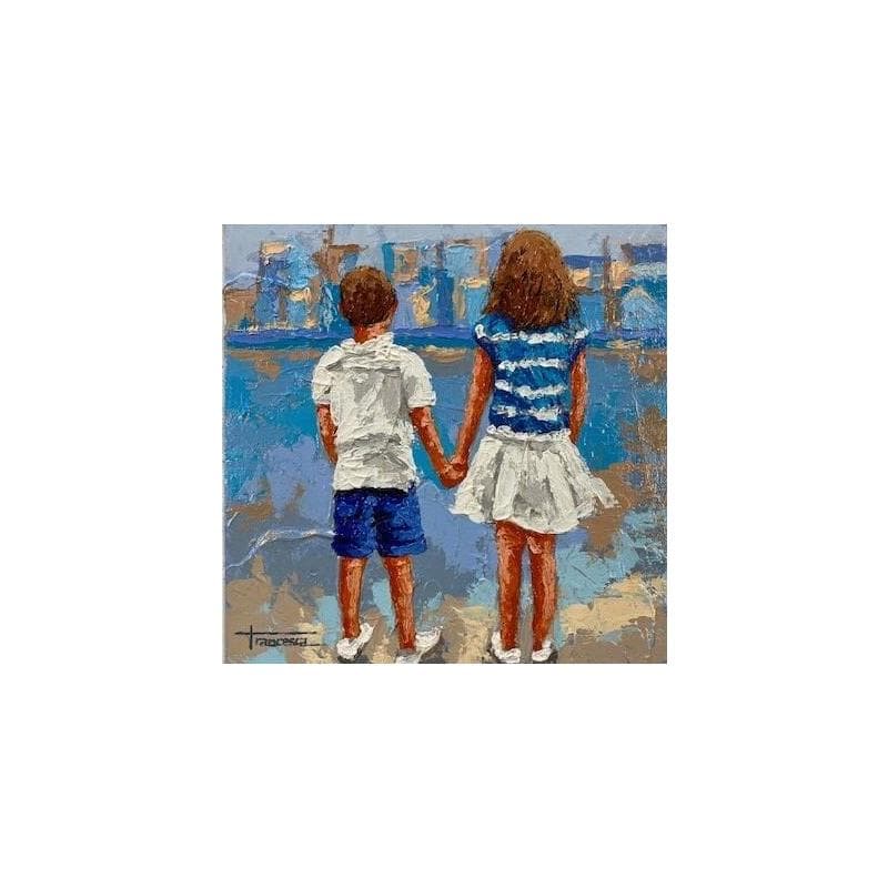 Gemälde Ciudad de verano von Escobar Francesca | Gemälde Figurativ Alltagsszenen Acryl