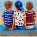 Gemälde Chicos von Escobar Francesca | Gemälde Figurativ Alltagsszenen Acryl