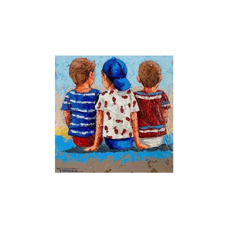 Painting Chicos by Escobar Francesca | Painting Figurative Life style Acrylic