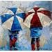 Peinture Caminando en la lluvia par Escobar Francesca | Tableau Figuratif Scènes de vie Acrylique