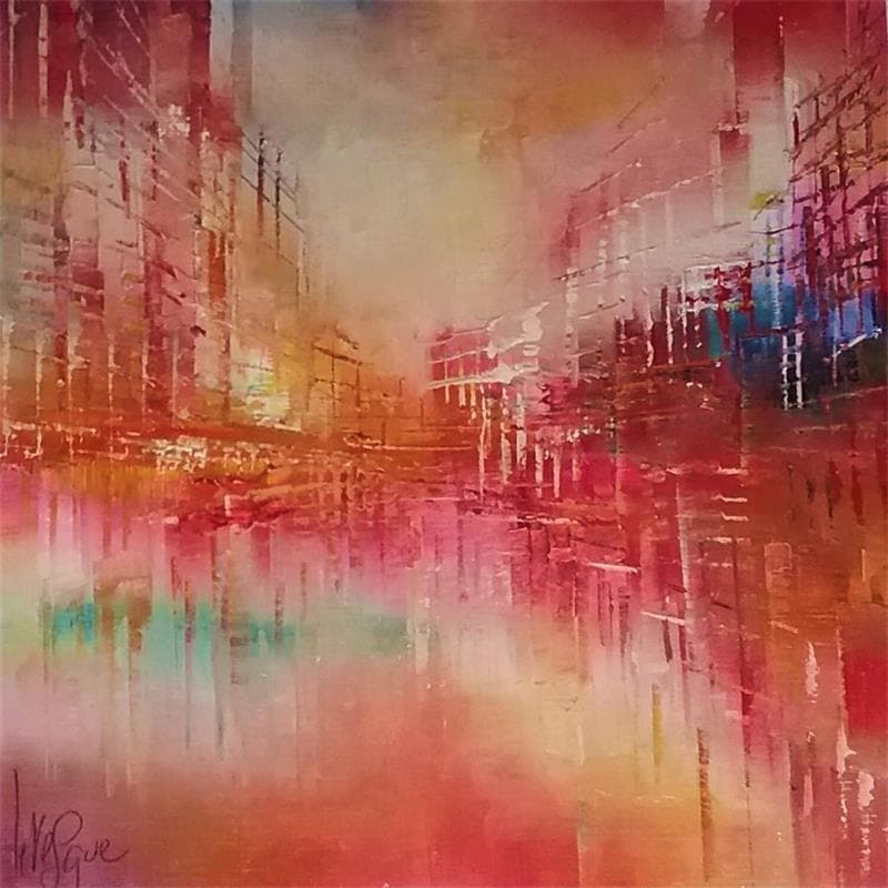 Painting Balade sur les quais by Levesque Emmanuelle | Painting Abstract Oil Urban